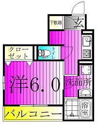 イルミナル 1Kの間取図画像