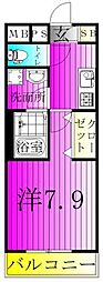 ジーメゾン我孫子セレニテ 1Kの間取図画像