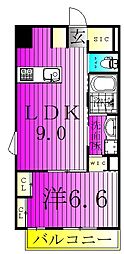 アートレジデンスインおおたかの森 1LDKの間取図画像
