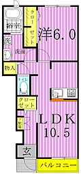 サニー・フラットA 1LDKの間取図画像