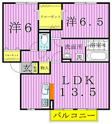 メルヴェイユ5 2LDKの間取図画像