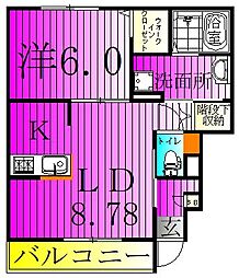 Amour Valle Fiume 1LDKの間取図画像