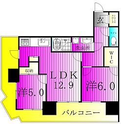 パークシティ柏の葉キャンパスザ・ゲートタワーウエスト 2LDKの間取図画像