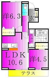 リッシュセゾン E 2LDKの間取図画像