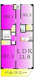 サンタバレー弐番館 3LDKの間取図画像