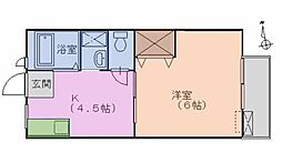 サンライズ・ベル 1Kの間取図画像