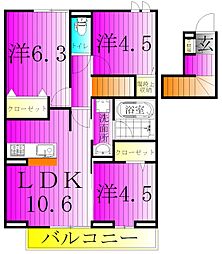 リッシュセゾン E 3LDKの間取図画像