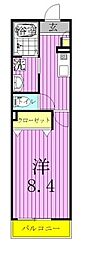 フラット柏 1Kの間取図画像