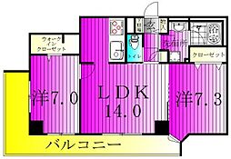 柏市小青田1丁目マンション 2LDKの間取図画像