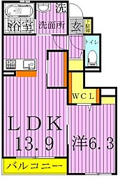 シエルボヌール 1LDKの間取図画像