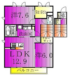 カームベリーC 2LDKの間取図画像