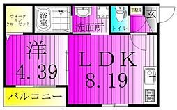 T.T.R南柏 1LDKの間取図画像