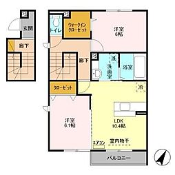 ボンヌ・シャンス 2LDKの間取図画像