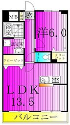 アリビオ 1LDKの間取図画像