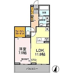 グレイス 1LDKの間取図画像