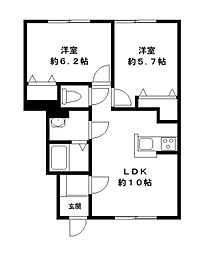 エスポワール 2LDKの間取図画像
