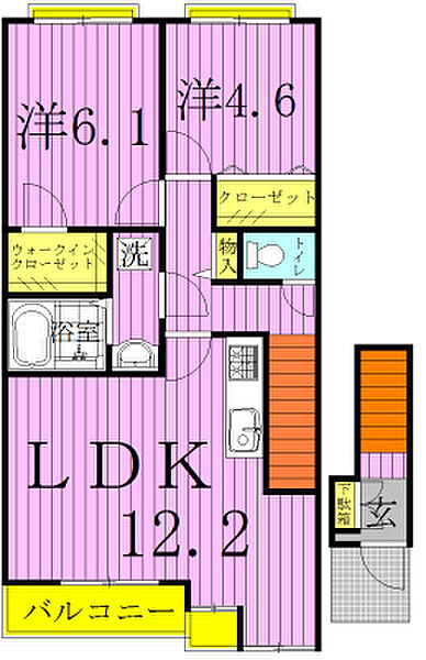 ツインクルシャトーA棟 205｜千葉県柏市藤心４丁目(賃貸アパート2LDK・2階・56.93㎡)の写真 その2