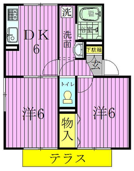 ウィルビュー　A 201｜千葉県野田市上花輪(賃貸アパート2DK・2階・42.11㎡)の写真 その2