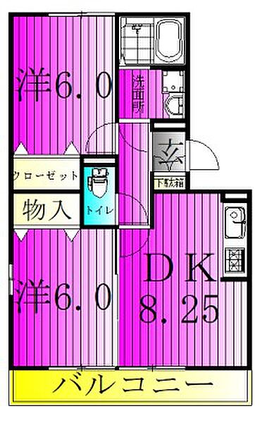 ラフォーレ上ノ台B 301｜千葉県柏市大島田(賃貸アパート2DK・3階・48.38㎡)の写真 その2