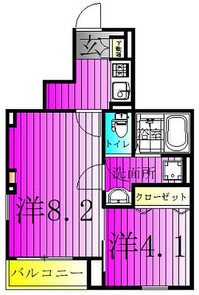 サニーコートE棟 105｜千葉県野田市山崎(賃貸アパート2K・1階・35.23㎡)の写真 その2
