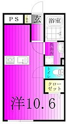 MQuarto梅郷II 1階ワンルームの間取り