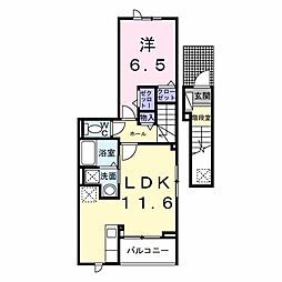 ココ　ラ　フェリーチェA 2階1LDKの間取り