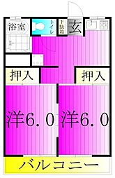 シャルムヒルズ・セラ 1階2DKの間取り