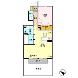 グリーンサイトおおたか 1階1LDKの間取り