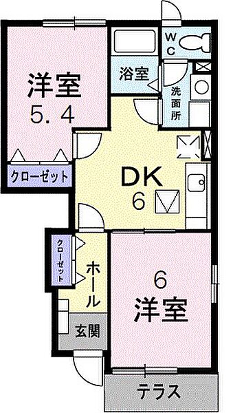 ラルジュB 103｜栃木県佐野市堀米町(賃貸アパート2DK・1階・42.77㎡)の写真 その2