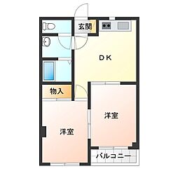 エムジャパンコーポ 2DKの間取図画像