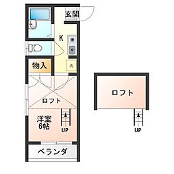足利第4レジデンス 1Kの間取図画像