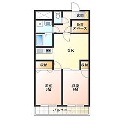 南晒屋コーポ 2階2SDKの間取り