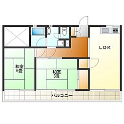マンション結城 2階2LDKの間取り