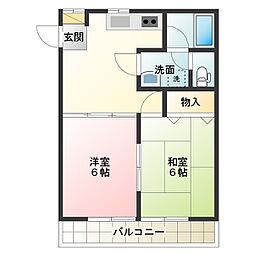 アネックス2 2DKの間取図画像