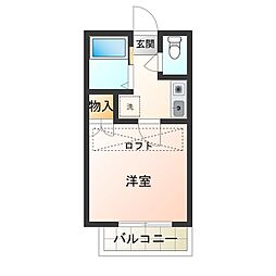 ベルビュー小俣 1Kの間取図画像