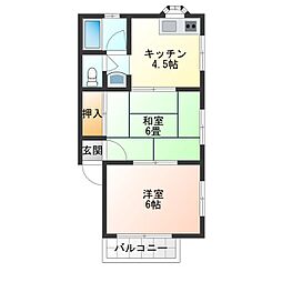 塙イエローハイツ 2Kの間取図画像