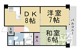 ファミーユ桂 4階2LDKの間取り