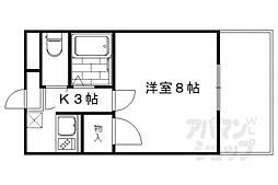 京福電気鉄道嵐山本線 車折神社駅 徒歩6分の賃貸マンション 3階1Kの間取り