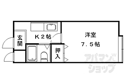 京福電気鉄道嵐山本線 車折神社駅 徒歩5分の賃貸アパート 2階1Kの間取り