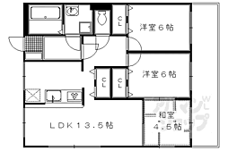 グランド大山崎 2階3LDKの間取り