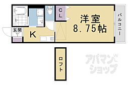 クーネルハイツ桂 2階1Kの間取り