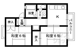 ヴィルベール奥村A 2Kの間取図画像