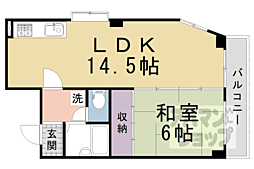 JR山陰本線 嵯峨嵐山駅 徒歩6分の賃貸マンション 3階1LDKの間取り