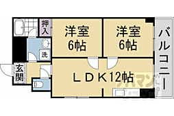第21長栄コーポ小山 4階2LDKの間取り