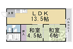 JR山陰本線 亀岡駅 徒歩18分の賃貸マンション 3階2LDKの間取り