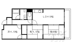JR山陰本線 太秦駅 徒歩12分の賃貸マンション 3階3LDKの間取り