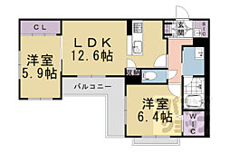 シャーメゾン　ル・ボヌール 306 3階2LDKの間取り