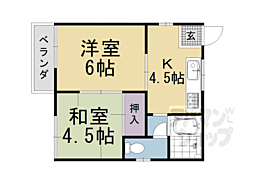 JR山陰本線 亀岡駅 徒歩10分の賃貸アパート 2階2Kの間取り