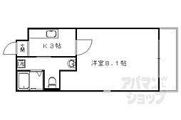 京都地下鉄東西線 太秦天神川駅 徒歩15分の賃貸マンション 4階1Kの間取り