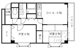 グリーンヒルトミタ 4階2LDKの間取り